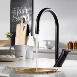 Houzer Oni 1.75 GPM Lever Brass Kitchen Faucet, Pull Down, Matte Black, ONIPD-169-MB