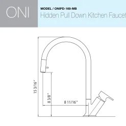 Houzer Oni 1.75 GPM Lever Brass Kitchen Faucet, Pull Down, Matte Black, ONIPD-169-MB