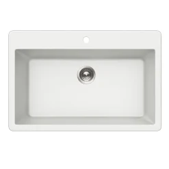 Houzer Quartztone 33 inch Cloud Granite Composite Topmount Single Bowl Kitchen Sink, V-300 CLOUD