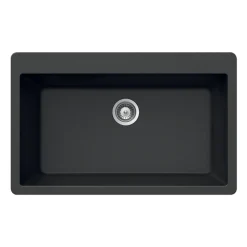 Houzer Quartztone 33 inch Midnite Granite Composite Topmount Single Bowl Kitchen Sink, V-100 MIDNITE