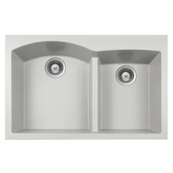Houzer Quartztone 33 inch Thunder Drop-in Topmount 60/40 Double Bowl Granite Kitchen Sink - Granite Composite, P-175 THUNDER