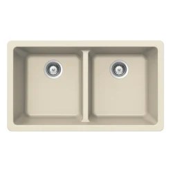 Houzer Quartztone 33" Linen Granite Composite Undermount 50/50 Double Bowl Kitchen Sink - M-200U LINEN