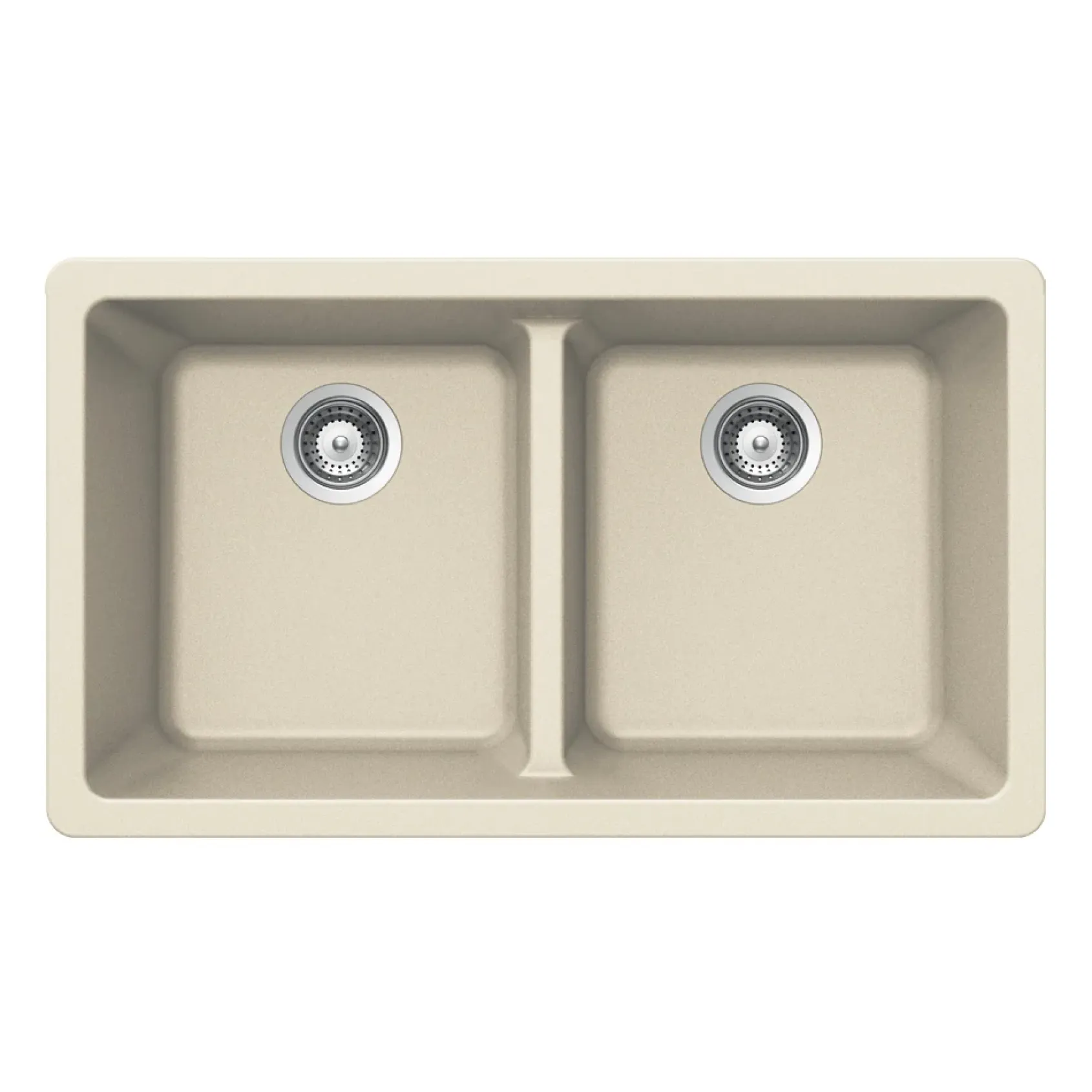 Houzer Quartztone 33" Linen Granite Composite Undermount 50/50 Double Bowl Kitchen Sink - M-200U LINEN