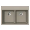 Houzer Quartztone 33" Taupe Granite Composite Drop-in Topmount 50/50 Double Bowl Kitchen Sink - M-200 TAUPE
