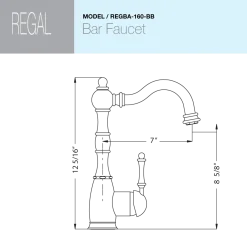 Houzer Regal Solid Brass Bar Faucet Antique Brass, REGBA-160-AB