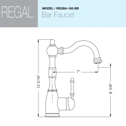 Houzer Regal Solid Brass Bar Faucet Brushed Brass, REGBA-160-BB