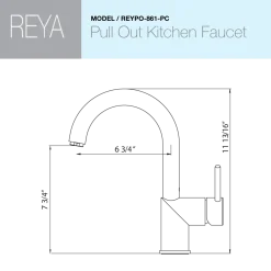 Houzer Reya Pull Out Kitchen Faucet with CeraDox Technology Polished Chrome, REYPO-861-PC