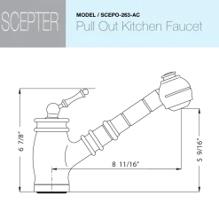 Houzer Scepter Pull Out Solid Brass Kitchen Faucet Antique Copper, SCEPO-263-AC