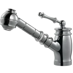 Houzer Scepter Pull Out Traditional Solid Brass Kitchen Faucet CeraDox Technology Polished Chrome, SCEPO-263-PC