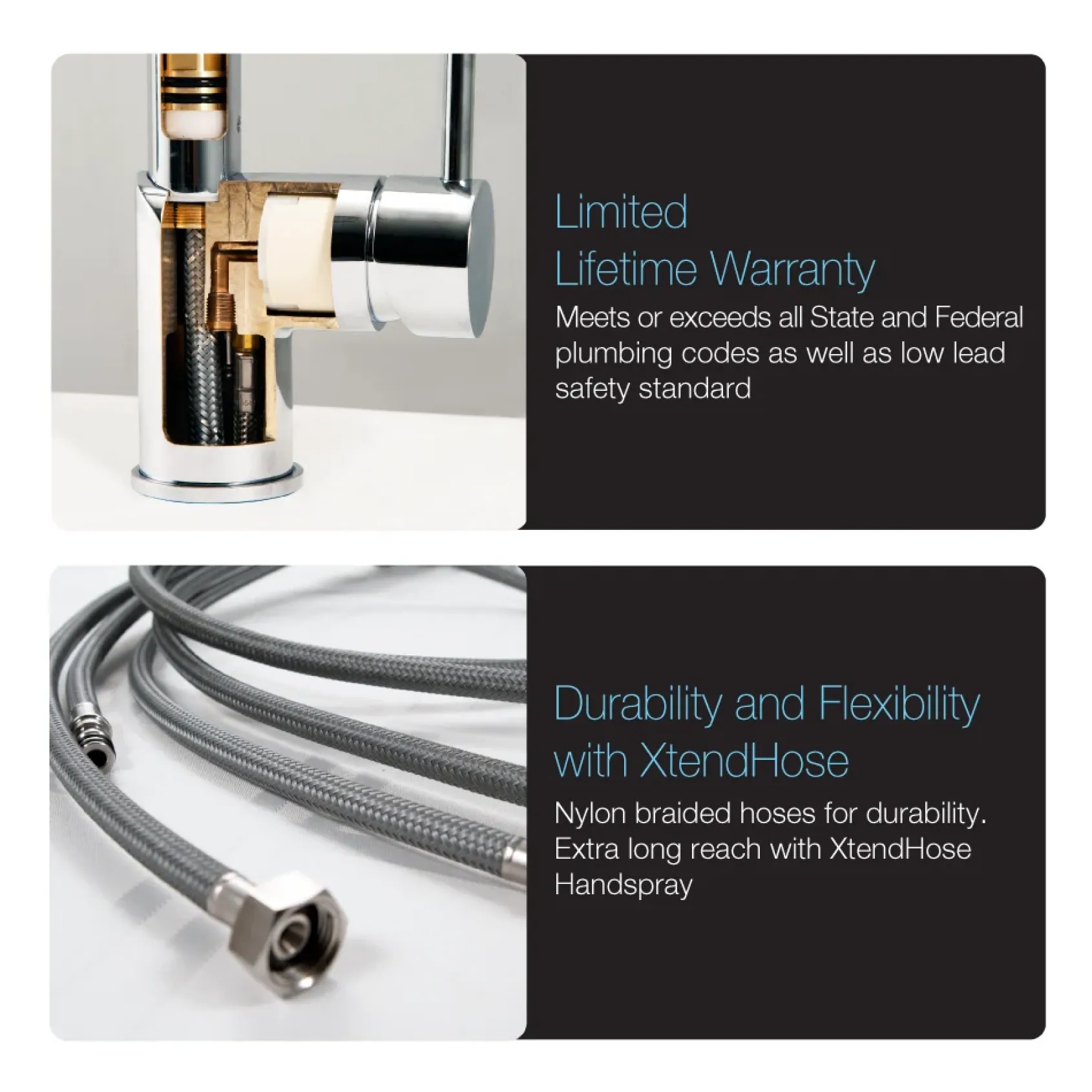 Houzer Sentinel Pull Down Kitchen Faucet with Hot Water Safety Switch Polished Chrome, SENPD-466-PC
