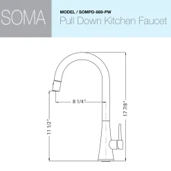 Houzer Soma 1.75 GPM Lever Brass Kitchen Faucet, Pull Down, Pewter, SOMPD-669-PW