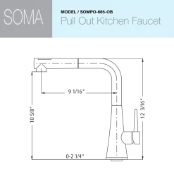 Houzer Soma Pull Out Kitchen Faucet Oil Rubbed Bronze, SOMPO-665-OB