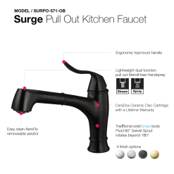 Houzer Surge Pull Out Kitchen Faucet Oil Rubbed Bronze, SURPO-571-OB