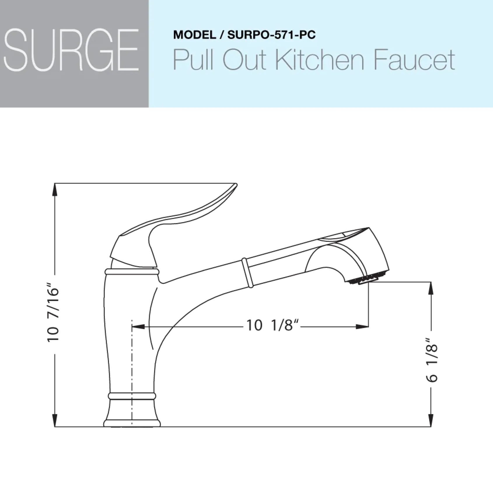 Houzer Surge Pull Out Kitchen Faucet with CeraDox Technology Polished Chrome, SURPO-571-PC