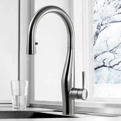 Houzer Vision Hidden Pull Down Kitchen Faucet Brushed Nickel, VISPD-869-BN