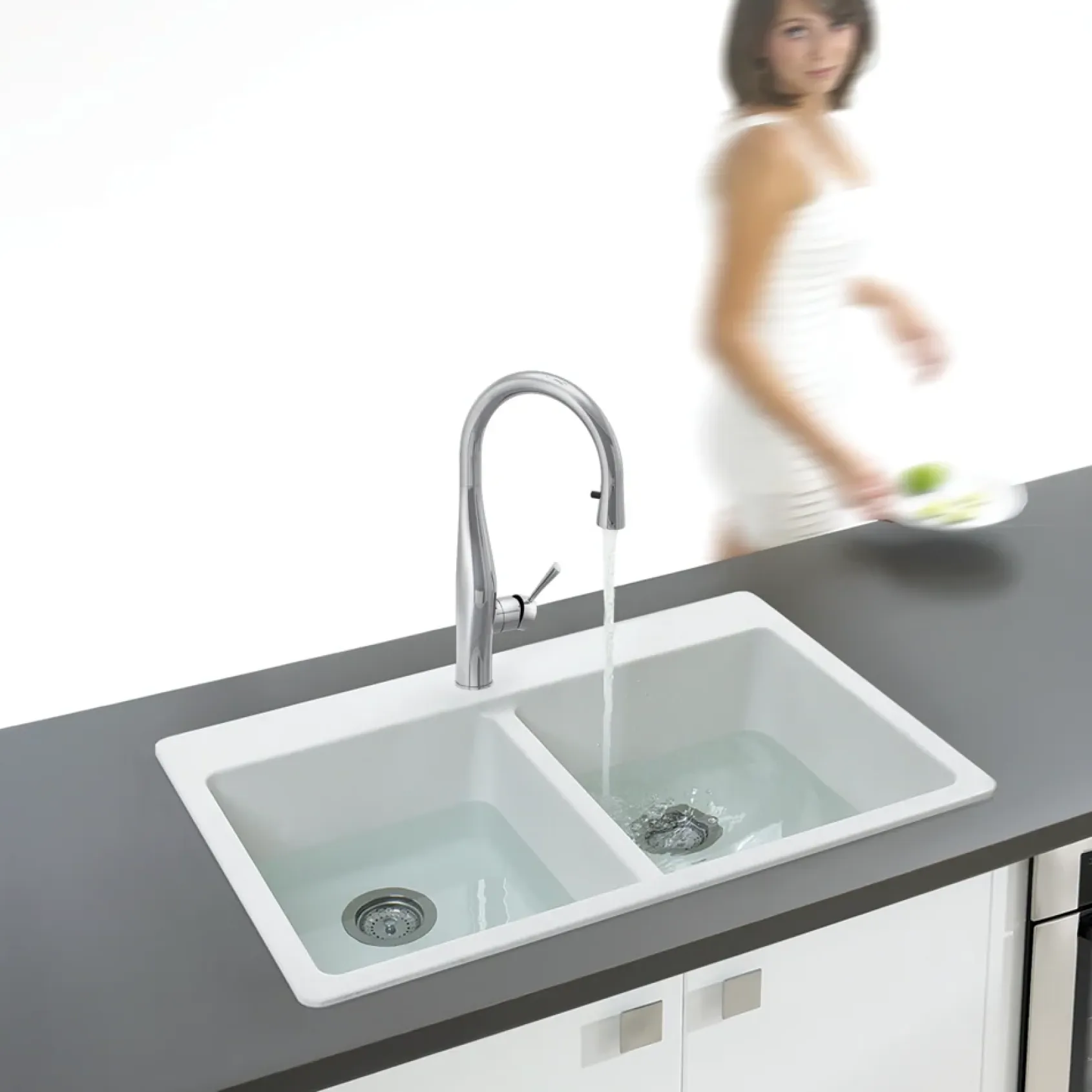 Houzer Vision Hidden Pull Down Kitchen Faucet with CeraDox Technology Polished Chrome, VISPD-869-PC