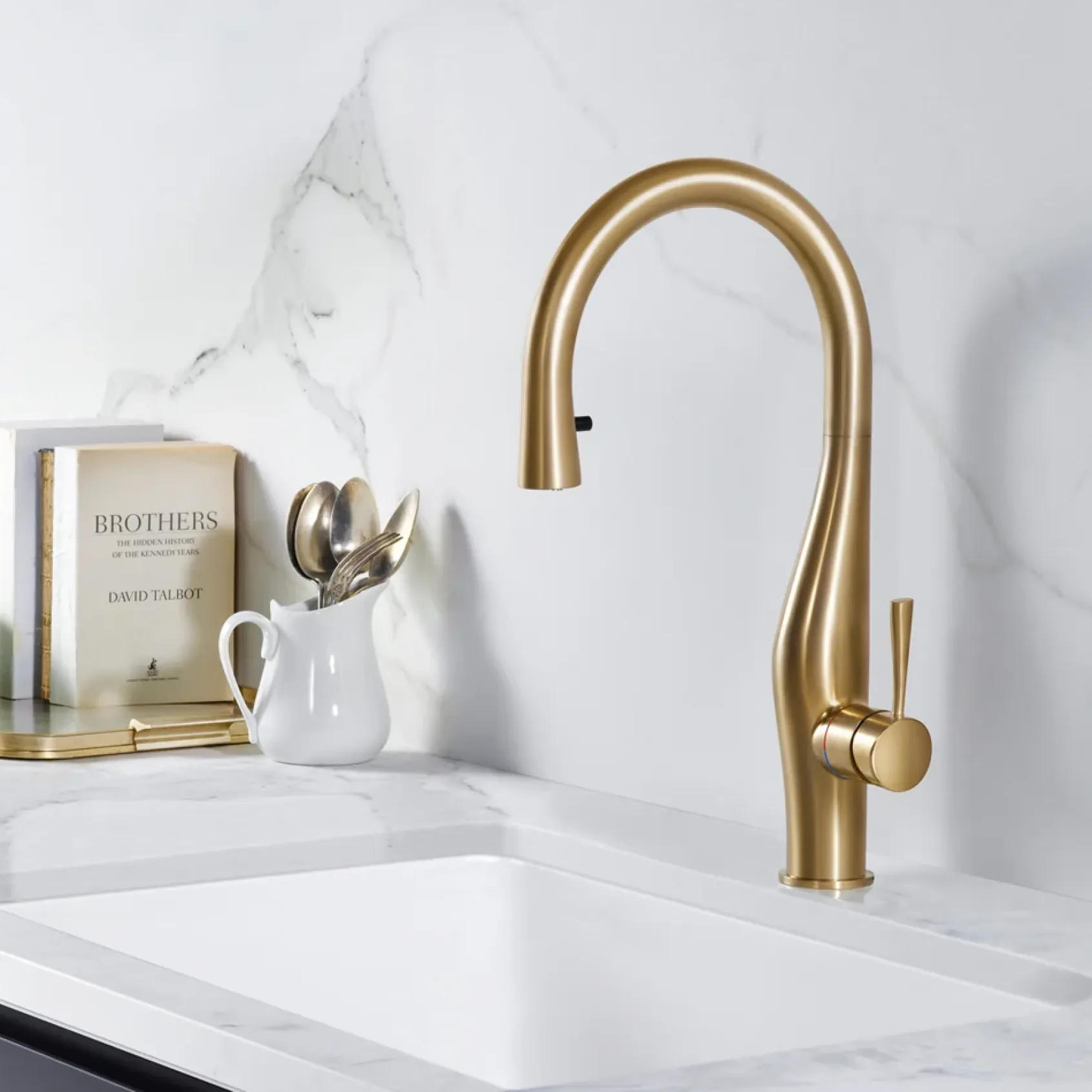 Houzer Vision Hidden Pull Down Kitchen Faucet with CeraDox Technology Polished Chrome, VISPD-869-PC
