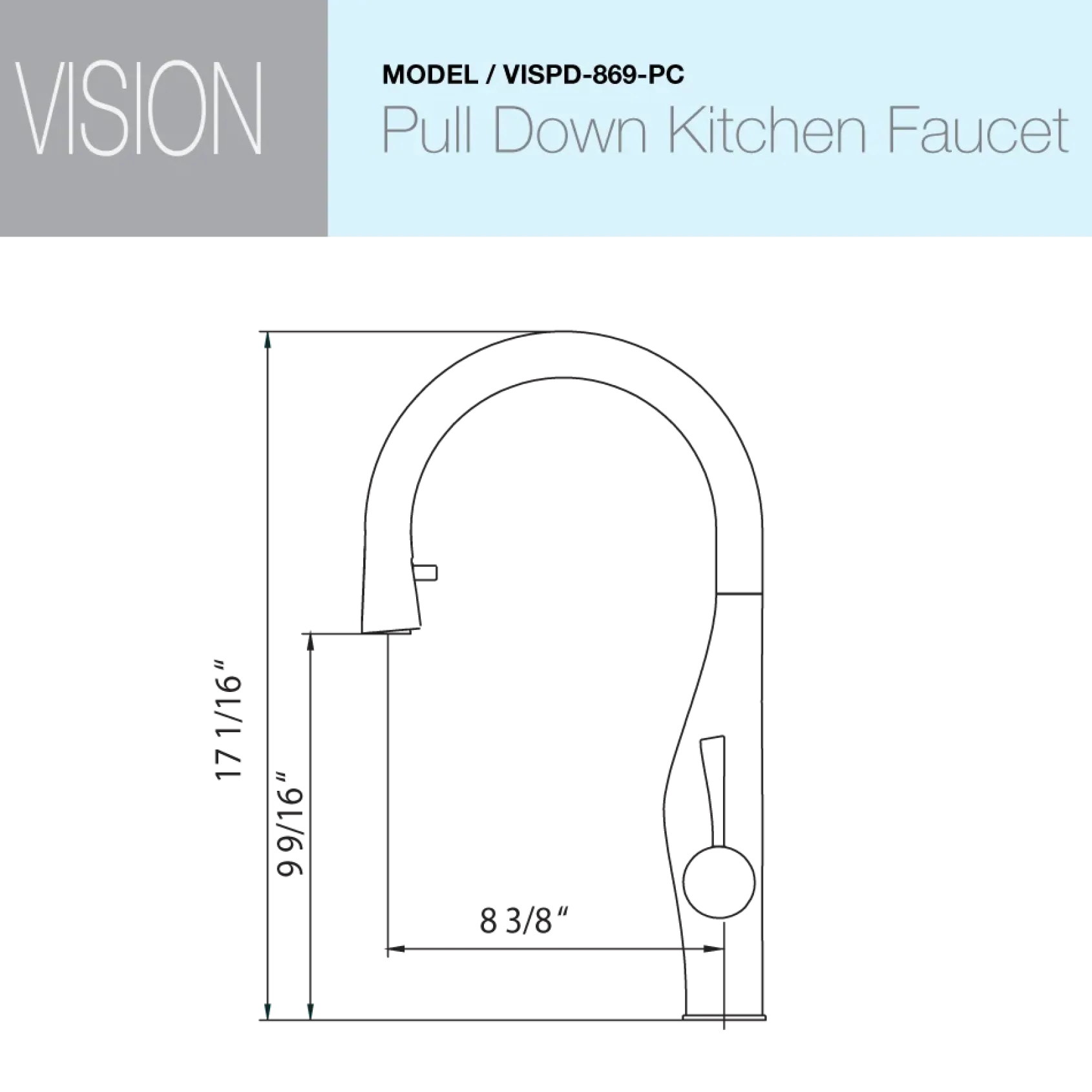 Houzer Vision Hidden Pull Down Kitchen Faucet with CeraDox Technology Polished Chrome, VISPD-869-PC