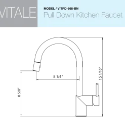 Houzer Vitale Pull Down Kitchen Faucet Brushed Nickel, VITPD-668-BN