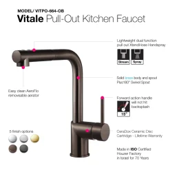Houzer Vitale Pull Out Kitchen Faucet Oil Rubbed Bronze, VITPO-664-OB
