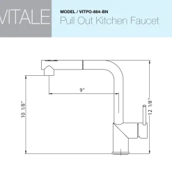 Houzer Vitale Pull Out Kitchen Faucet Brushed Nickel, VITPO-664-BN