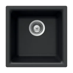 Houzer 16" Composite Granite Dual Mount Bar/Prep Sink, Black, E-100 MIDNITE