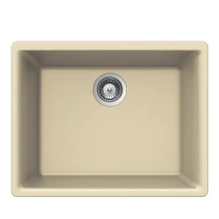 Houzer 24" Composite Granite Undermount Single Bowl Kitchen Sink, Biscuit, G-100U SAND