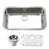 Houzer Eston 32 inch Stainless Steel Undermount Single Bowl Kitchen Sink with Strainer & Grid - 18 Gauge, STL-3600-C