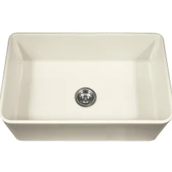 Houzer 33" Fireclay Farmhouse Apron Front Single Bowl Kitchen Sink, Biscuit, PTG-4300 BQ