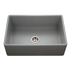 Houzer 30" Fireclay Single Bowl Farmhouse Kitchen Sink, Grey, Platus Series, PTS-4100 GR