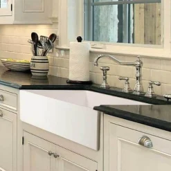 Houzer 36" Fireclay Single Bowl Farmhouse Kitchen Sink, White, Platus Series, PTG-3600 WH