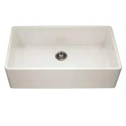 Houzer 36" Fireclay Single Bowl Farmhouse Kitchen Sink, Biscuit, Platus Series, PTG-3600 BQ