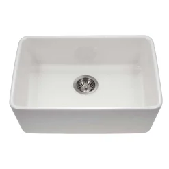 Houzer 23" Fireclay Undermount Single Bowl Kitchen Sink, White, Platus Series, PTU-2400 WH