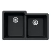 Houzer 33" Granite Undermount 60/40 Double Bowl Kitchen Sink, Black, M-175U MIDNITE