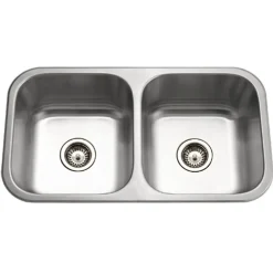 Houzer Medallion Classic 32" 50/50 Double Bowl Stainless Steel Undermount Kitchen Sink, 18 Gauge, MD-3109-1