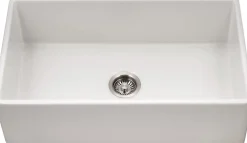 Houzer Platus 33" Fireclay Farmhouse Sink, White, PTG-4318 WH