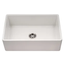 Houzer Platus 30" Fireclay Farmhouse Sink, White, PTS-4118 WH
