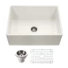 Houzer Platus 30 inch Biscuit Fireclay Apron Front Farmhouse Single Bowl Kitchen Sink - PTS-4100 BQ-C with Basket Strainer and Basin Grid Included
