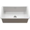 Houzer Platus 18" Undermount Fireclay Kitchen Sink, White, PTU-3600 WH