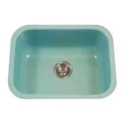 Houzer 23" Porcelain Enamel Steel Undermount Single Bowl Kitchen Sink, Green, PCS-2500 MT