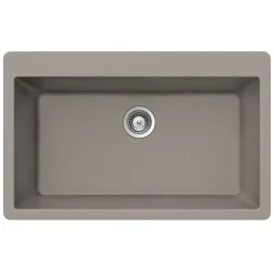 Houzer Quartztone 33" Drop In/Topmount Granite Kitchen Sink, Taupe, V-100 TAUPE