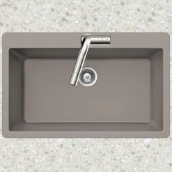 Houzer Quartztone 33" Drop In/Topmount Granite Kitchen Sink, Taupe, V-100 TAUPE