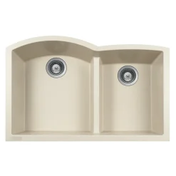 Houzer Quartztone 33 inch Linen Undermount 60/40 Double Bowl Granite Kitchen Sink - Granite Composite, P-175U LINEN
