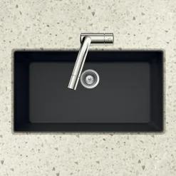 Houzer Quartztone 33 inch Midnite Granite Composite Undermount Single Bowl Kitchen Sink - V-100U MIDNITE