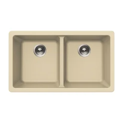 Houzer Quartztone 31 inch Sand Granite Composite Undermount 50/50 Double Bowl Kitchen Sink - M-300U SAND