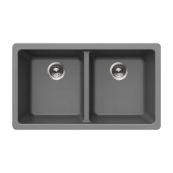 Houzer Quartztone 31 inch Slate Granite Composite Undermount 50/50 Double Bowl Kitchen Sink - M-300U SLATE