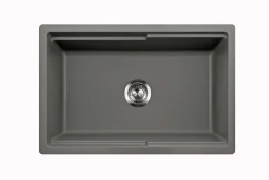 Houzer Quartztone 30 inch Slate Apron Front Farmhouse Granite Workstation Kitchen Sink with Accessories- Granite Composite, W-130 SLATE-C