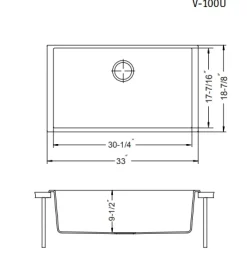Houzer Quartztone 33 inch Thunder Granite Composite Undermount Single Bowl Kitchen Sink - V-100U THUNDER