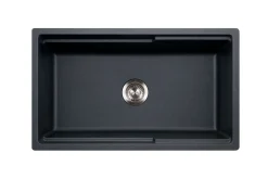 Houzer Quartztone 33" Midnite Apron Front Farmhouse Granite Composite Workstation Kitchen Sink with Accessories - W-133 MIDNITE-C