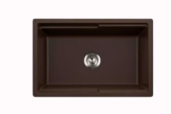 Houzer Quartztone 30" Mocha Apron Front Farmhouse Granite Composite Workstation Kitchen Sink with Accessories - W-130 MOCHA-C